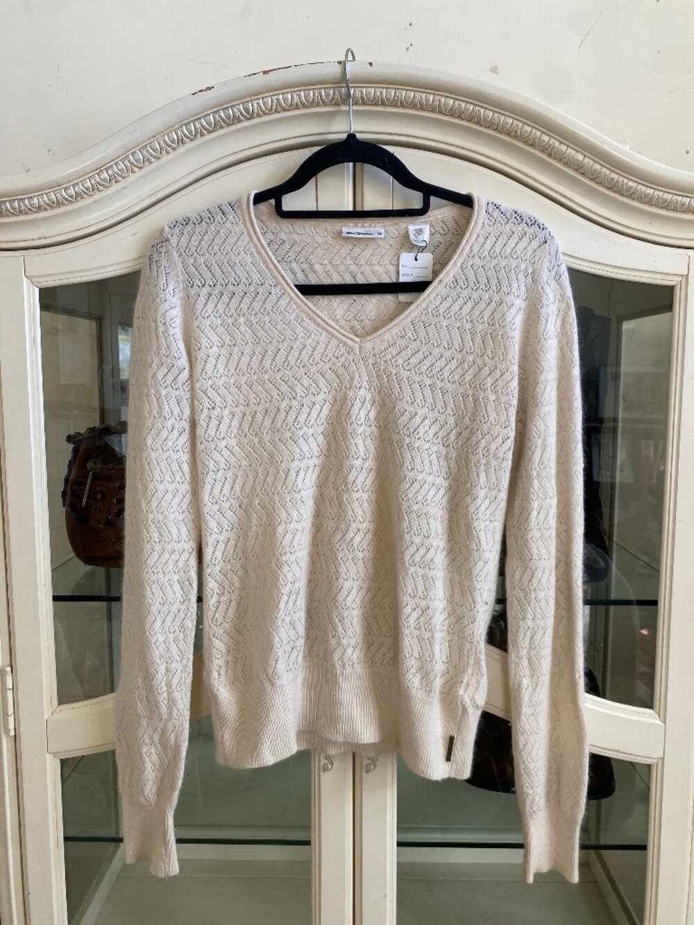 Vintage White Cream Knitted Lambswool Angora Sweater